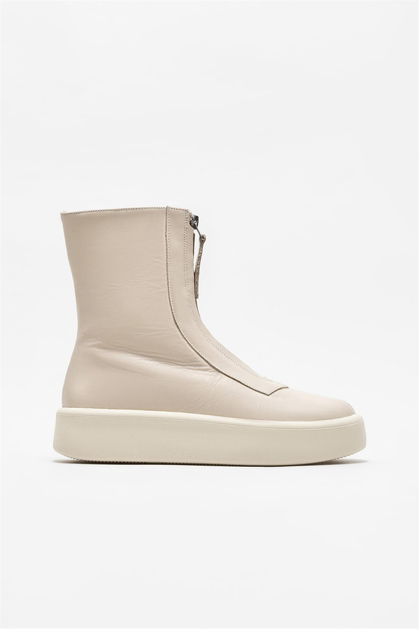 Bej deri kadın bot, günlük kullanım için - Elle Shoes