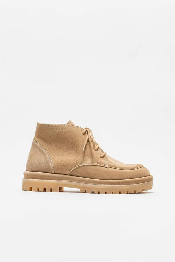 Bej deri kadın bot, günlük kullanım için - Elle Shoes