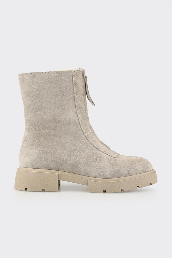 Bej deri kadın bot, günlük kullanım için - Elle Shoes
