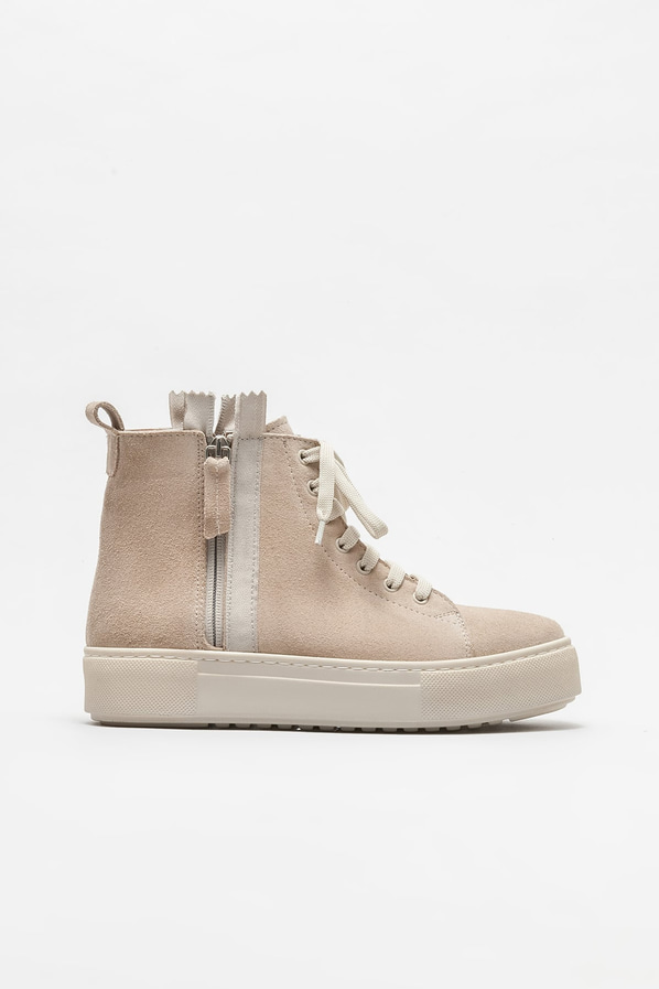 Bej deri kadın bot, günlük kullanım için - Elle Shoes