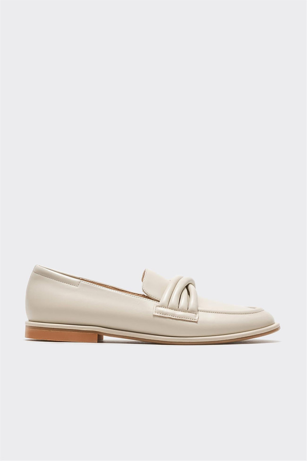 Bej deri kadın loafer - Elle Shoes