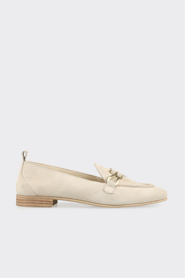 Bej Deri Kadın Loafer