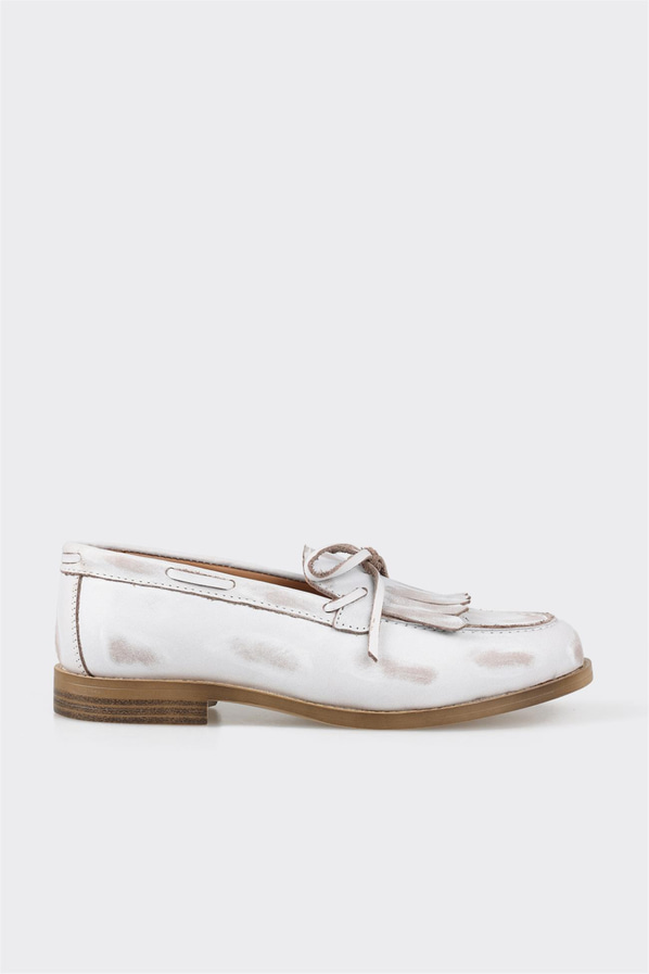 Bej deri kadın loafer - Elle Shoes