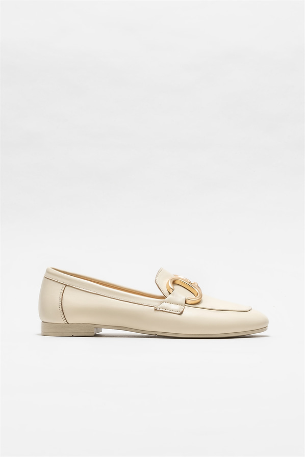 Bej deri kadın loafer - Elle Shoes
