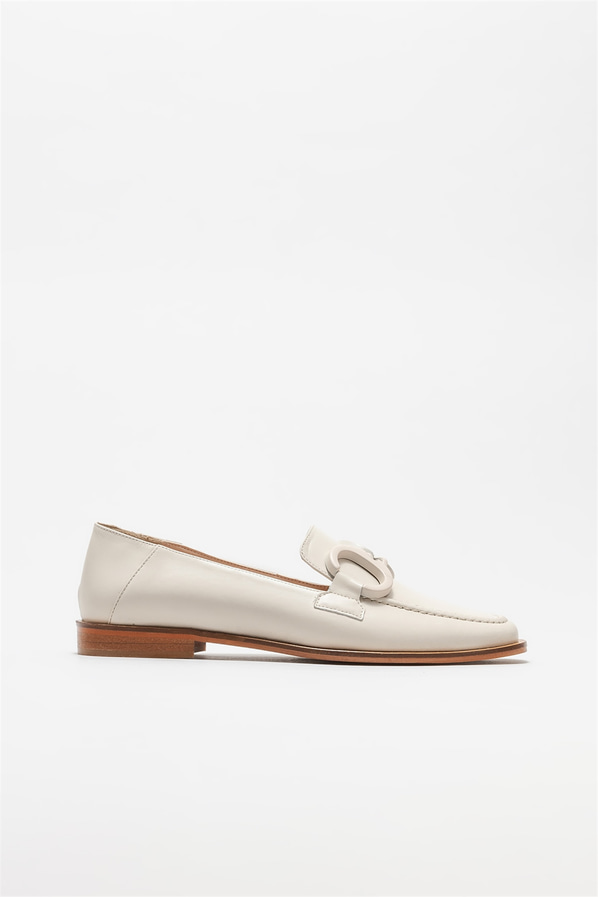 Bej deri kadın loafer - Elle Shoes