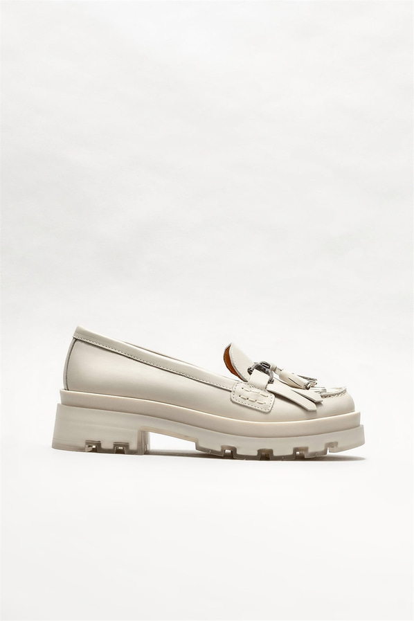 Bej deri kadın loafer - Elle Shoes