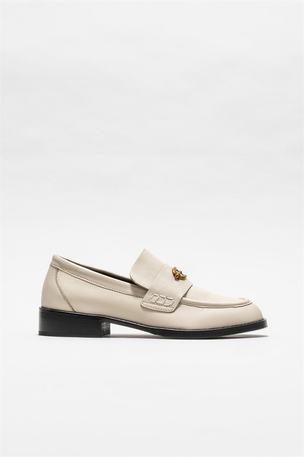 Bej deri kadın loafer - Elle Shoes