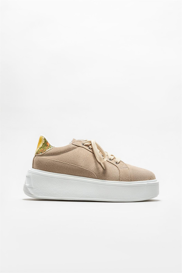 Bej deri kadın sneaker - Elle Shoes