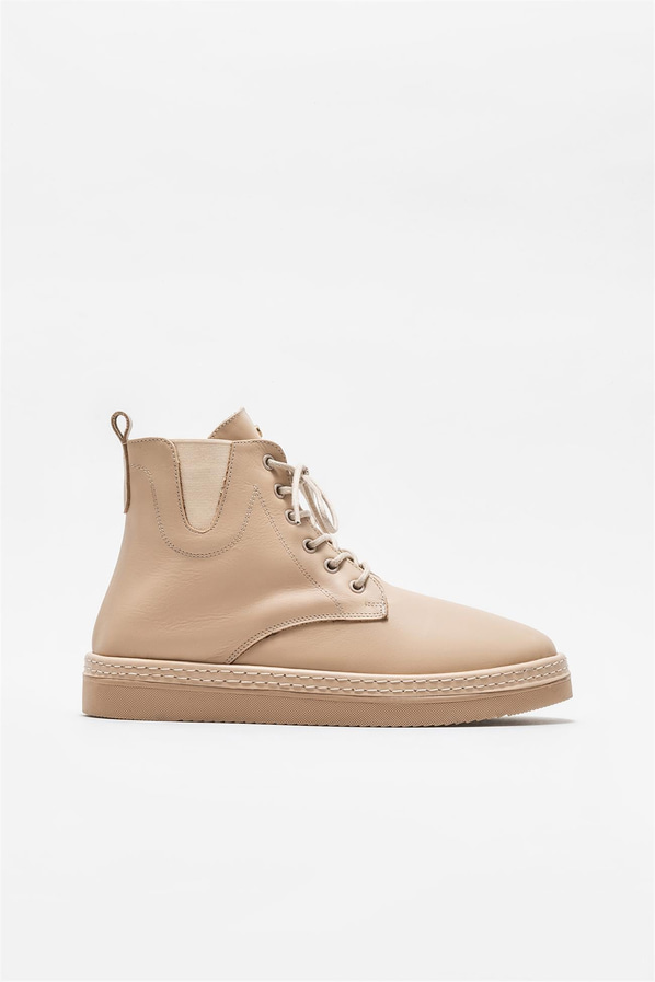 Bej deri kadın bot - Elle Shoes