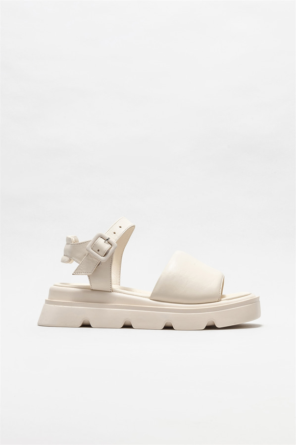 Bej deri kadın sandalet - Elle Shoes