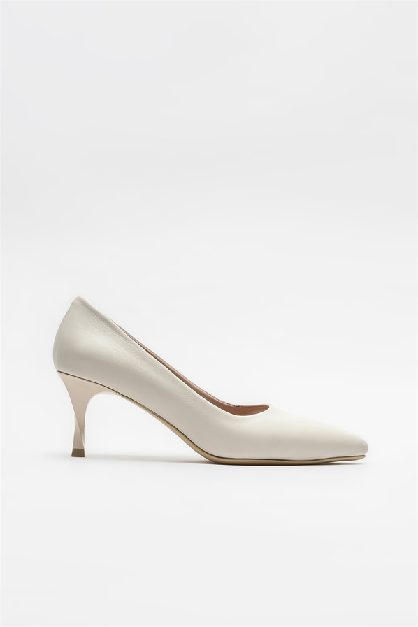 Bej deri kadın stiletto - Elle Shoes