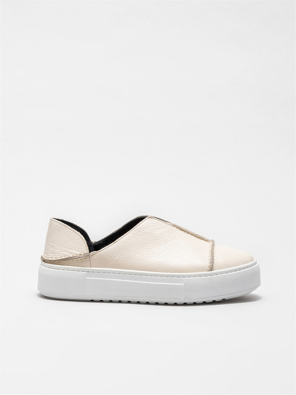 Bej deri kadın spor ayakkabı - Elle Shoes