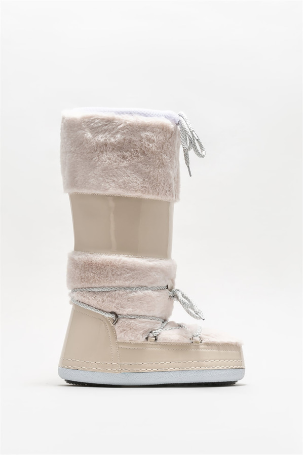 Bej düz kadın çizme - Elle Shoes