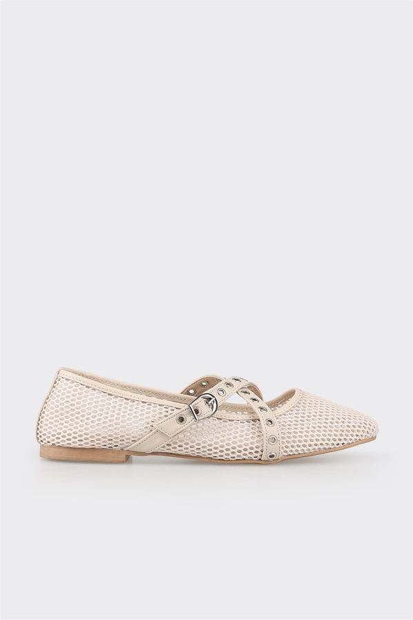 Bej kadın babet, günlük kullanım için - Elle Shoes