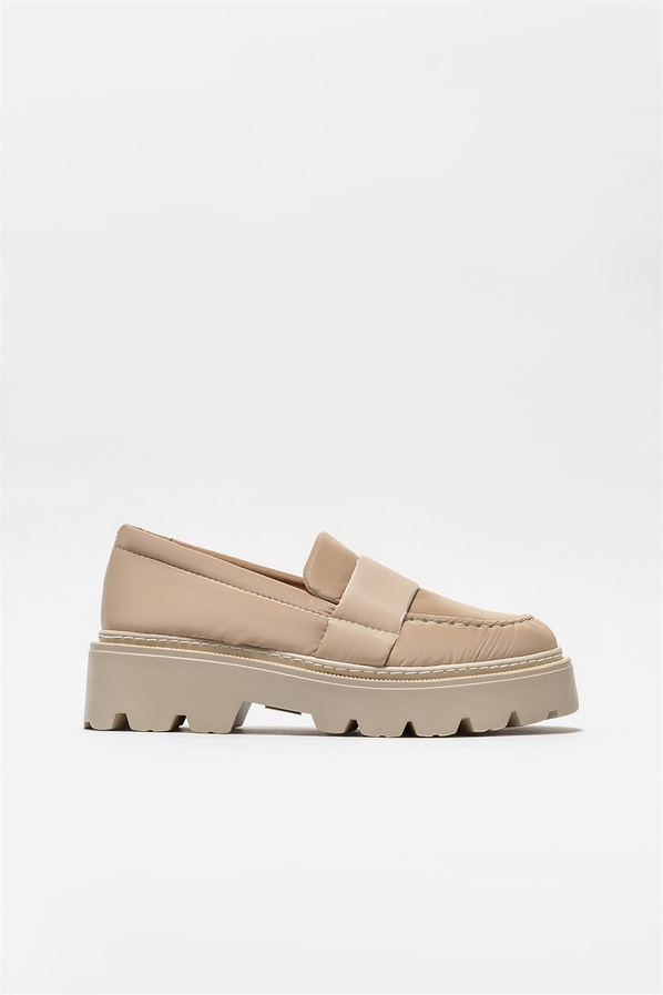 Bej kadın loafer - Elle Shoes