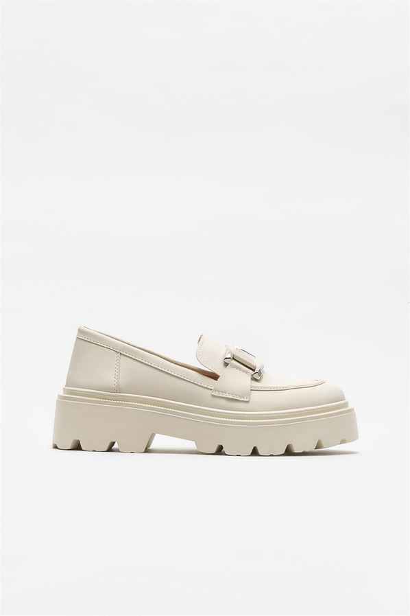 Bej kadın loafer - Elle Shoes