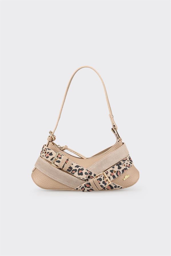 Bej kadın omuz çantası, rahat kullanım için - Elle Shoes