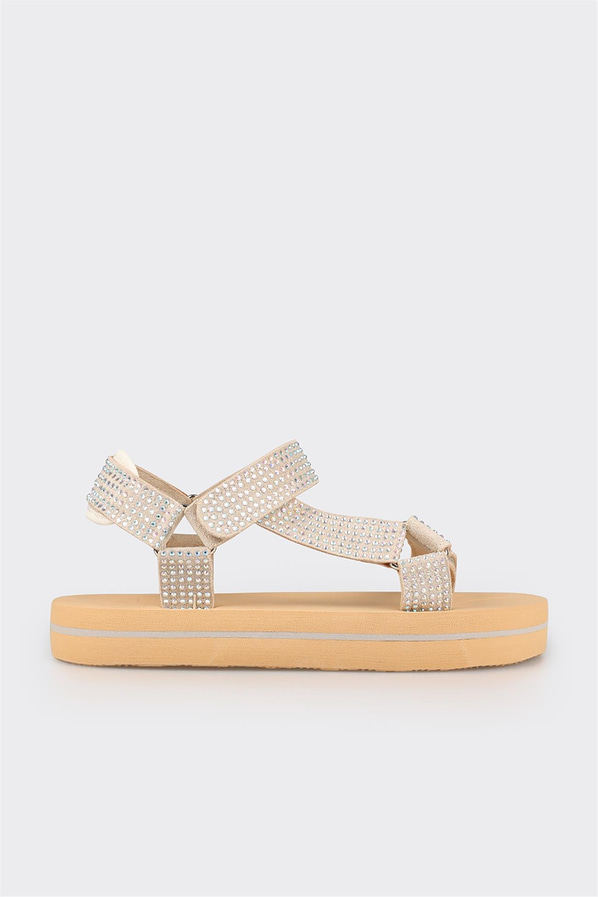 Bej kadın sandalet - Elle Shoes
