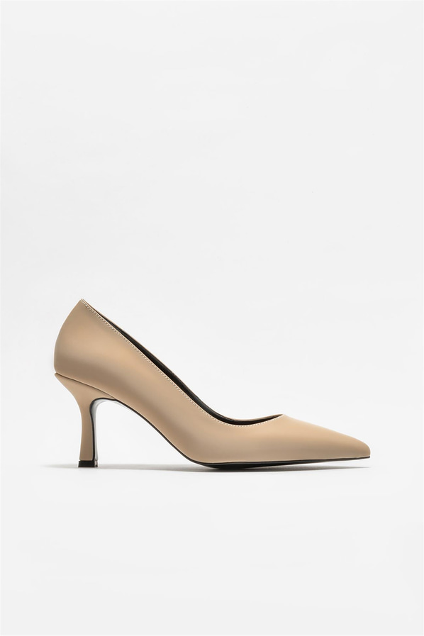 Bej kadın stiletto, rahat kullanım için - Elle Shoes