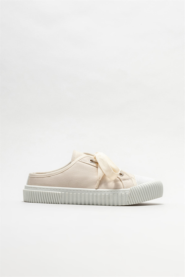 Bej düz kadın terlik - Elle Shoes