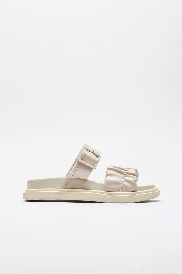 Bej kadın düz terlik - Elle Shoes