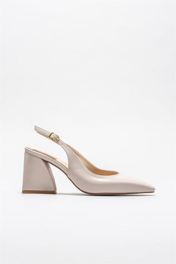 Bej topuklu kadın ayakkabı - Elle Shoes