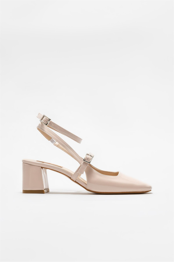 Bej topuklu kadın ayakkabı - Elle Shoes