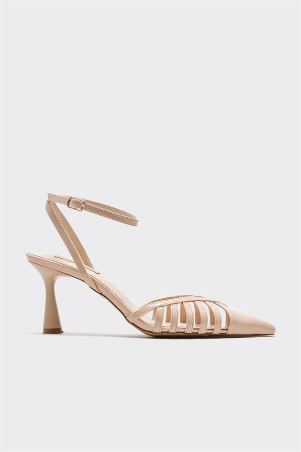 Bej topuklu kadın ayakkabı - Elle Shoes