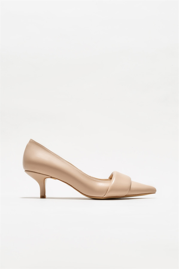 Bej topuklu kadın ayakkabı - Elle Shoes