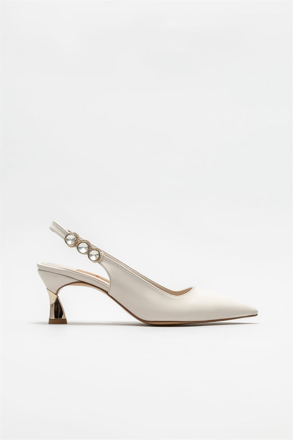 Bej topuklu kadın ayakkabı - Elle Shoes