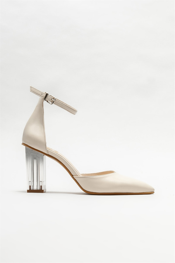 Bej topuklu kadın ayakkabı - Elle Shoes