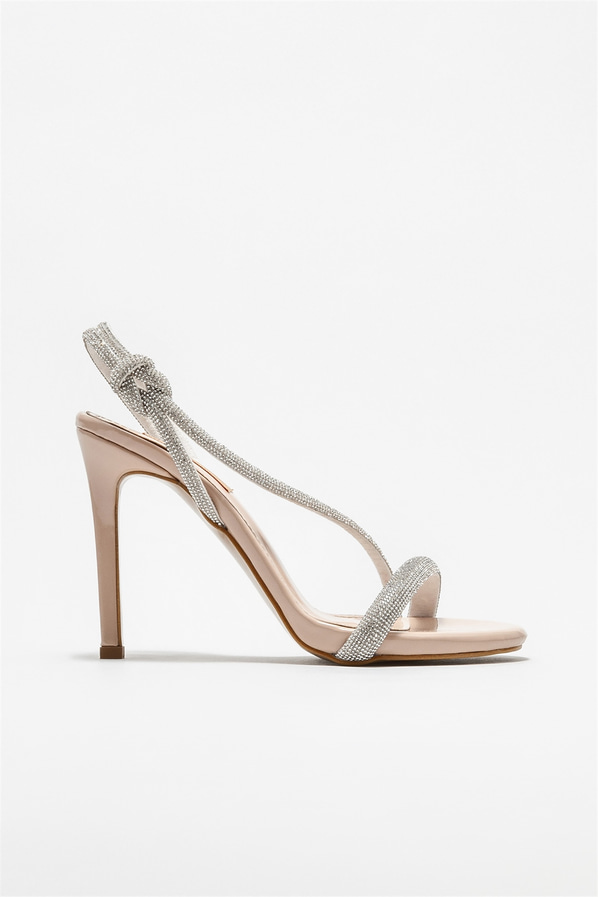 Bej topuklu kadın sandalet - Elle Shoes