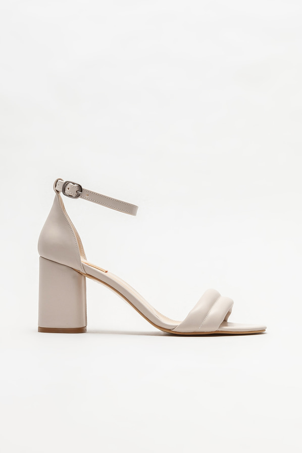 Bej topuklu kadın sandalet - Elle Shoes