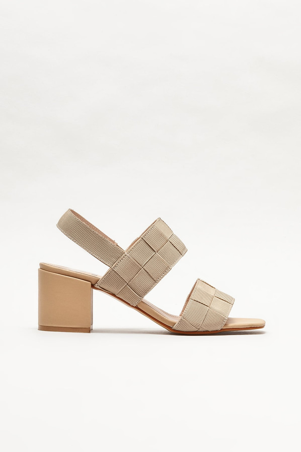 Bej topuklu kadın sandalet - Elle Shoes