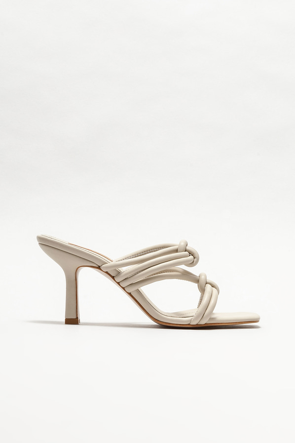 Bej topuklu kadın terlik - Elle Shoes