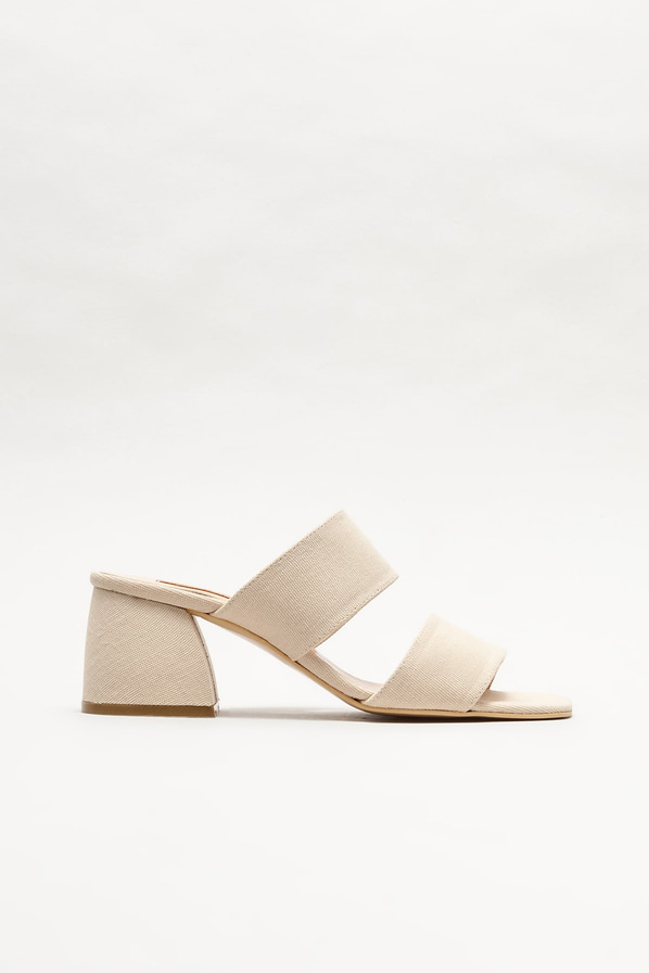 Bej topuklu kadın terlik - Elle Shoes