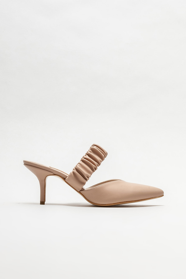 Bej topuklu kadın terlik - Elle Shoes