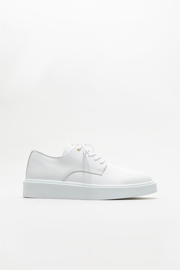 Beyaz deri erkek günlük ayakkabı, günlük kullanım için - Elle Shoes
