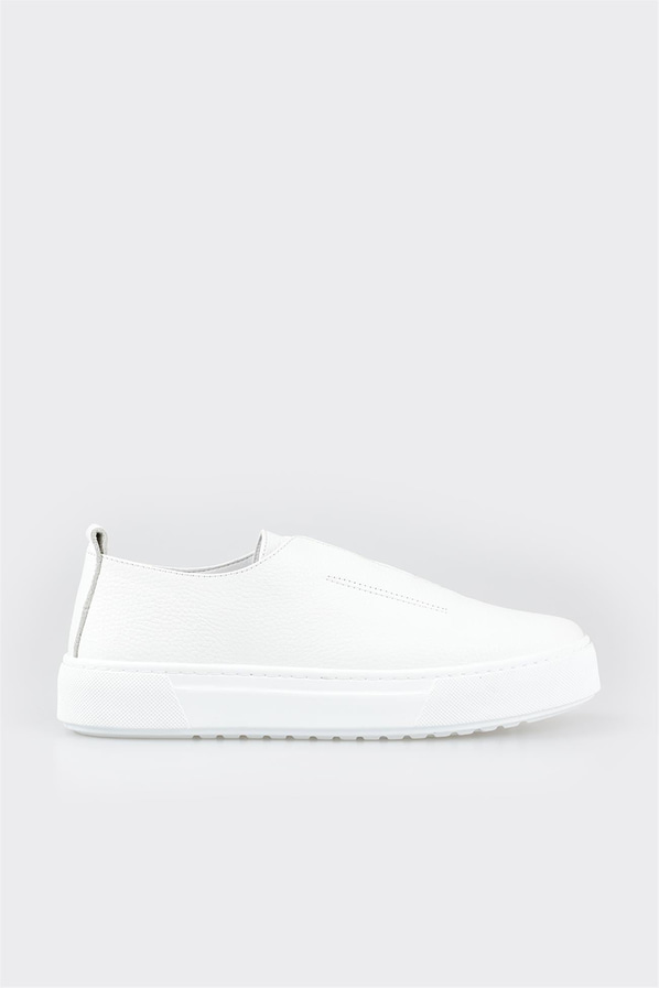 Beyaz deri erkek günlük ayakkabı, günlük kullanım için - Elle Shoes