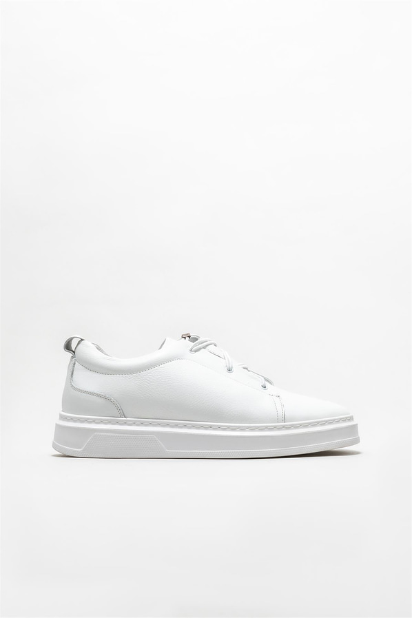 Beyaz deri erkek günlük ayakkabı, günlük kullanım için - Elle Shoes