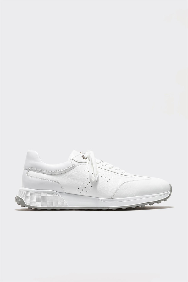 Beyaz deri erkek spor ayakkabı - Elle Shoes