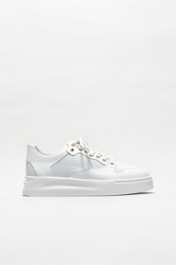 Beyaz deri erkek spor ayakkabı - Elle Shoes