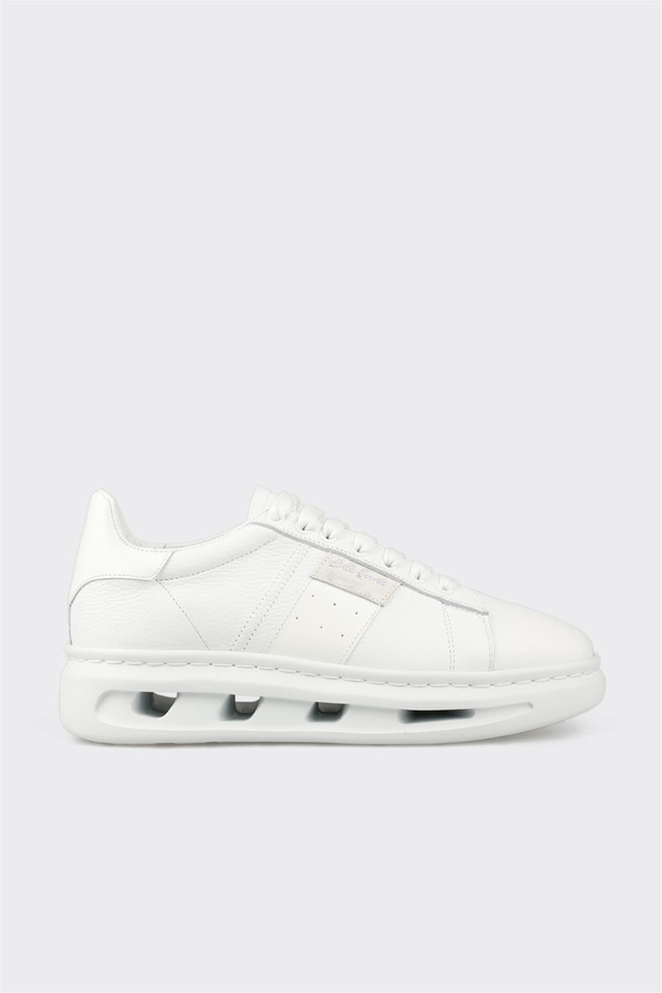 Beyaz deri örgü dokulu erkek spor ayakkabı, rahat kullanım için - Elle Shoes