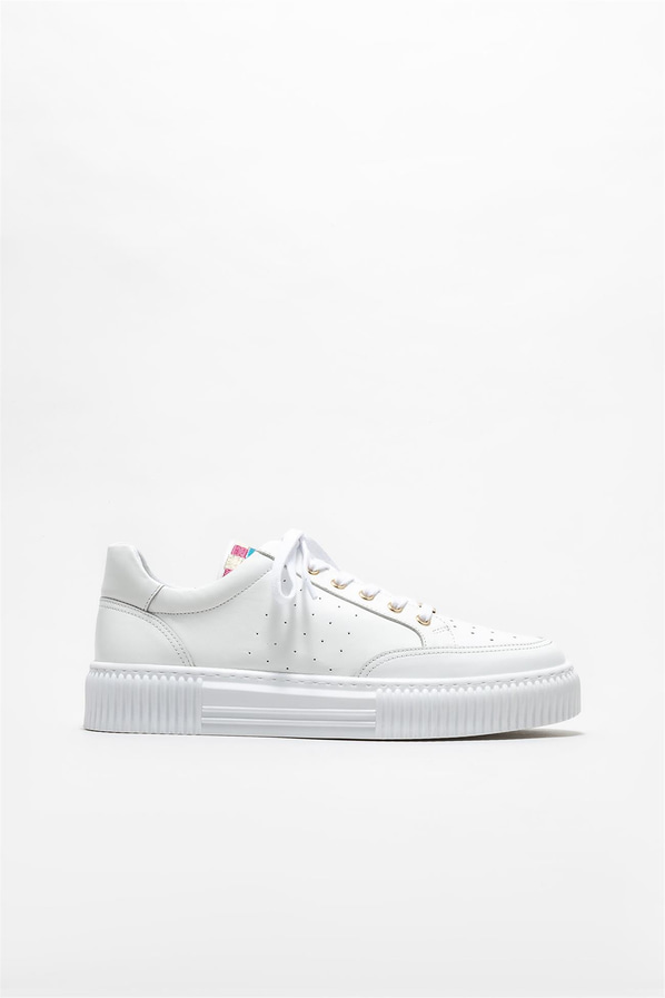 Beyaz deri erkek spor ayakkabı - Elle Shoes