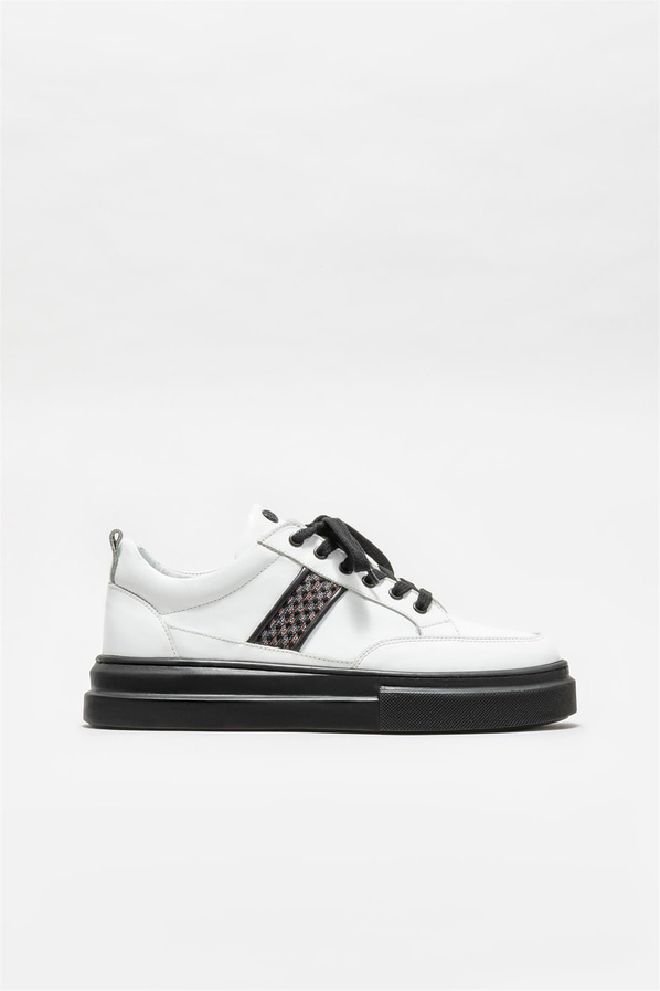 Beyaz deri erkek spor ayakkabı - Elle Shoes