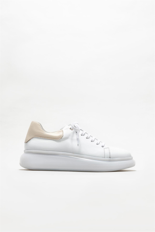 Beyaz deri erkek spor ayakkabı - Elle Shoes