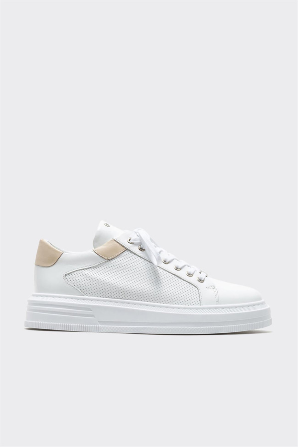 Beyaz deri erkek spor ayakkabı - Elle Shoes