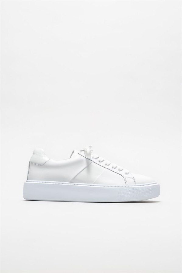 Beyaz deri erkek spor ayakkabı - Elle Shoes
