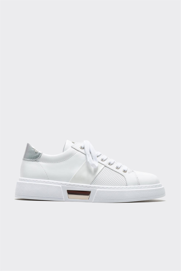 Beyaz deri erkek spor ayakkabı - Elle Shoes