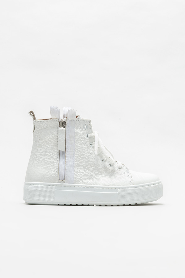 Beyaz deri kadın bot, günlük kullanım için - Elle Shoes